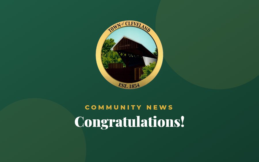 Community News: Congratulations, with the Town of Cleveland seal